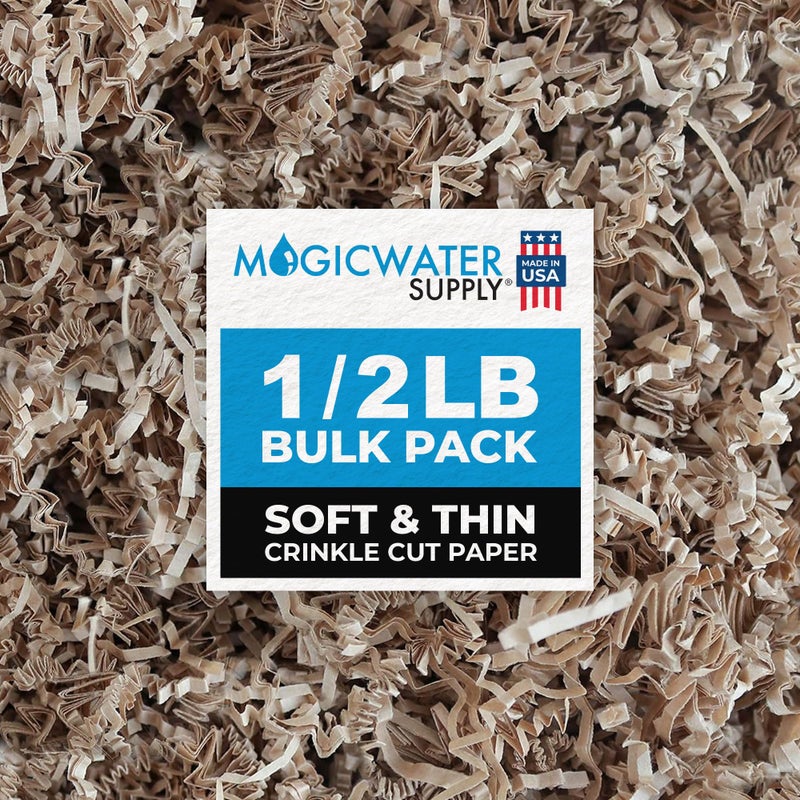 MagicWater Supply - 1/2 LB - Kraft - Soft & Thin Crinkle Cut Paper Shred Filler great for Gift Wrapping, Basket Filling, Birthdays, Weddings, Anniversaries, Valentines Day, and other occasions - Image 1